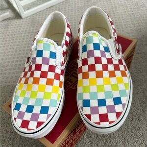 BRAND NEW WITH TAGS rainbow Vans slip on sneakers